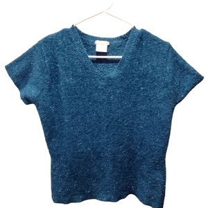 GNW Women's Short Sleeve Teal Blue Sweater. Size Medium.